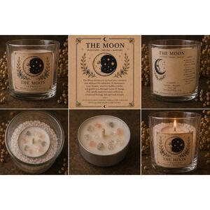 Earthy Girl LLC The Moon Candle Lavender Bergamot Clary Sage Crystal Infused Jar